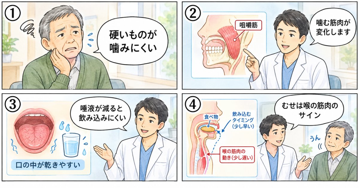加齢によって口の機能に変化が起こる仕組みと自覚しやすい症状