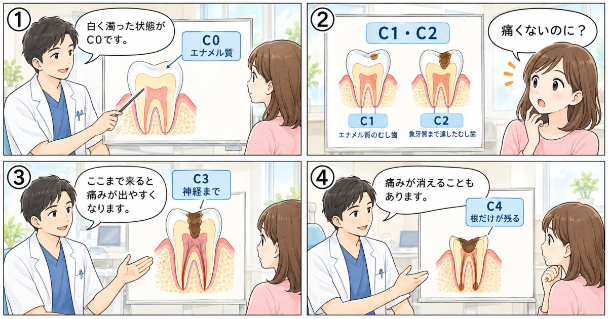 むし歯の進行段階C0〜C4とは?見た目と症状の変化を知る